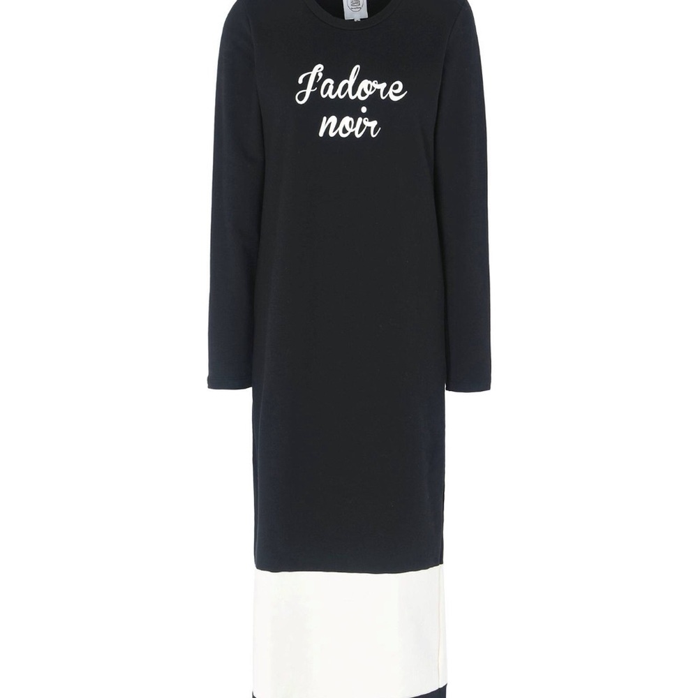 💯 cotton Black and White Long Sleeve fleece Dress